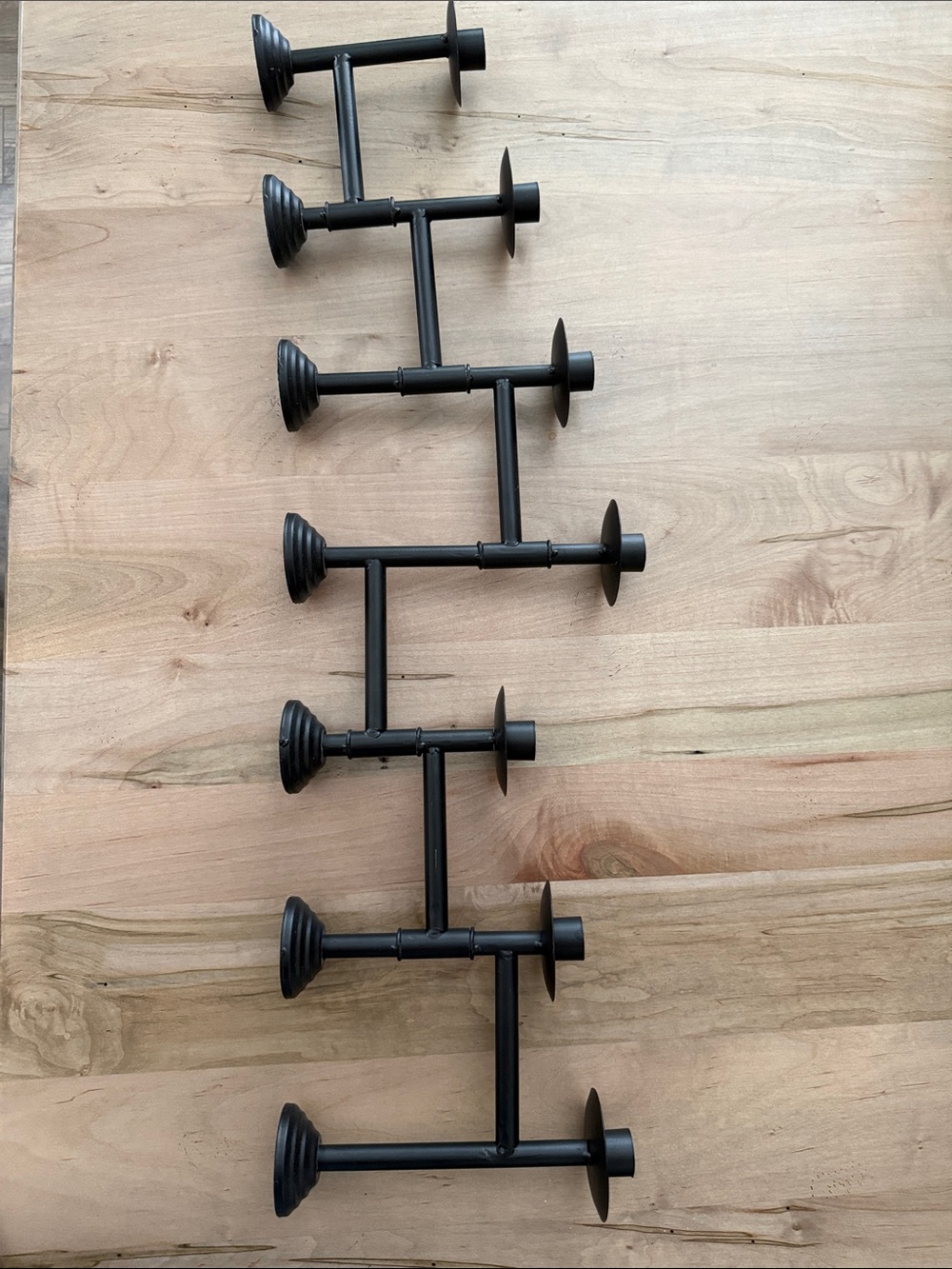 Matte Black Multi-Arm Curtain Rod Bracket - 6-Arm Support